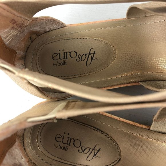 EuroSoft Women's Size 10M Candace Gold Metallic Back Zip Open Toe Sandals - Picture 12 of 14